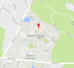 Bentley Campus map with Conference Center pin
